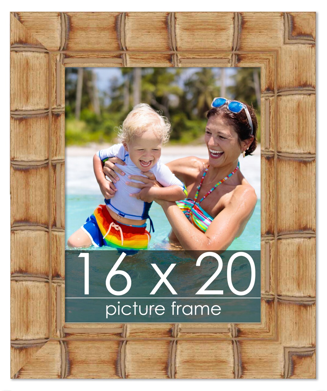 16x20 Wide Bamboo Picture Frame with UV-Resistant Acrylic & Acid Free Backing, Available in 4 Finishes - Brown, Black, Silver, and Natural